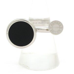 Hermès Cor Ashe, Serie Ring Silver Black Hardware Swift calfskin